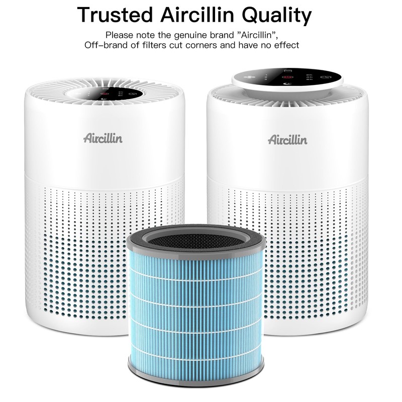 Aircillin Air Purifier AP070A & AP070B Replacement Filters, Efficiency Activated