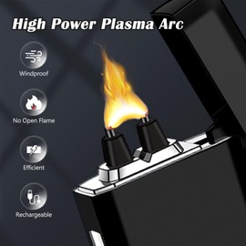 SKRFIRE Plasma Lighters Rechargeable Dragon USB Lighters, Electric Lighter Windproof Electronic Arc Flame Lighter with LED Power Display for Candle, Incense, Gifts for Men, Women (Black)