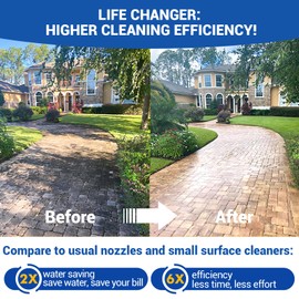 MEKOH 18" Pressure Washer Surface Cleaner 4500 PSI，4 Wheels Stainless Steel Power Washer Attachment for Driveway Sidewalk Patio Concrete Cleaning, 1/4'' Quick-Connect, 1 Extension Wand&5 Spray Nozzles