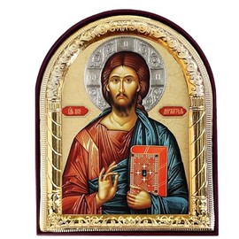 Needzo Icon of Jesus Christ The Teacher Russian Orthodox Catholic Icon 4 1/16 Inch, Gold Foil Arched
