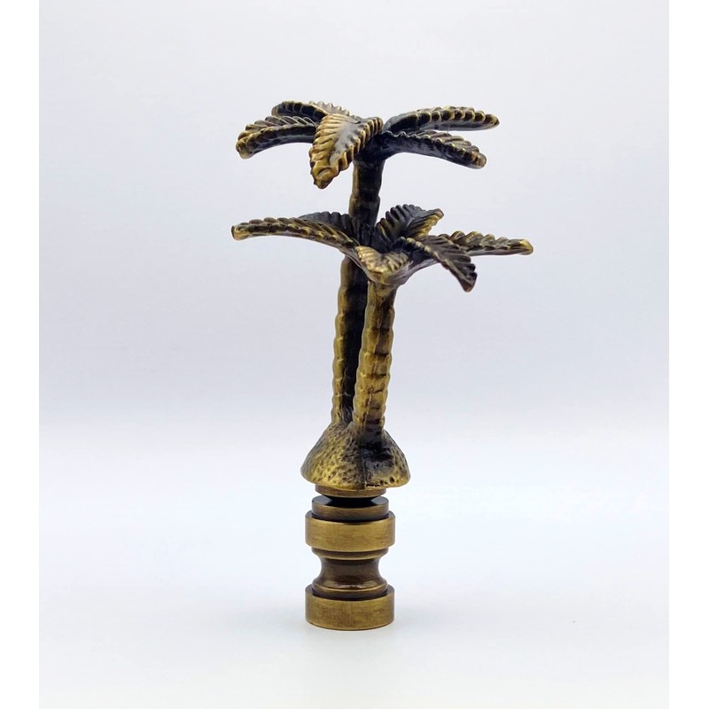 Lamp Finial-Coconut Palm Tree-Antique Brass Finish, Highly Detailed Metal Casting