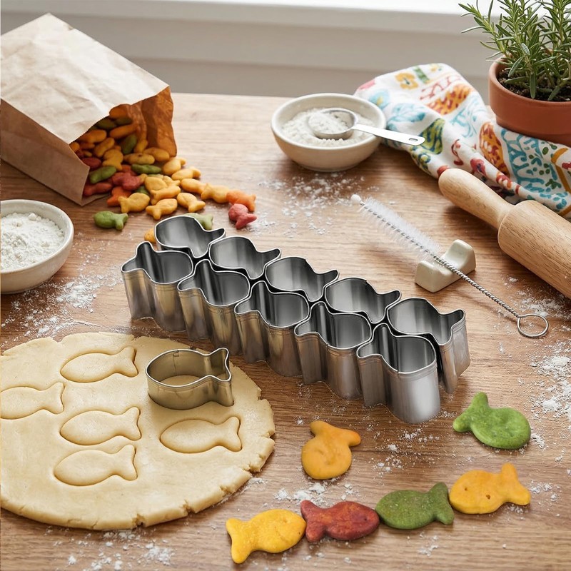 SurgeHai Goldfish Cracker Cutters 2 PCS, Mini Cookie Cutters 304