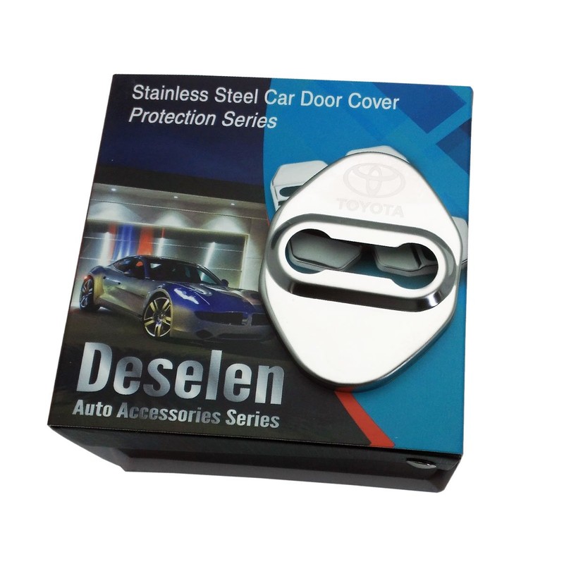 Deselen -DLC-TOY02-自動車ドアロックToyota トヨタ 用ステンレススチールカバープロテクター, トヨタレビン、カムリ、カローラ、カローラEX、ヴィオス、RAV4、ヤリスL、ハイランダー、 4個入り