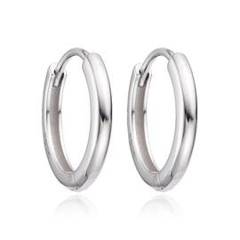 S925 Sterling Silver Hoop Earrings for Women Girls Men 12mm Small Lightweight Hypoallergenic - H'HELEN, Sterling Silver, No Gemstone