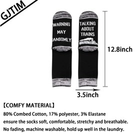 Warning May Randomly Talking About Trains Locomotive Train Rail Transport Socks Train Lover Gift (Talking About Trains CA)