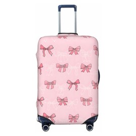 Travel Luggage Cover Pink Bow for Women, High Elasticity Washable Travel Baggage Protector Case Fits 18-22 in