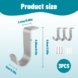 Vierone 3Pcs Curtain Pole Brackets Silver Curtain Rod Bracket Curtain Brackets Stainless Steels Curtain Brackets for Poles Ceiling Curtain Pole Brackets Bedroom Living Room Curtain Accessories