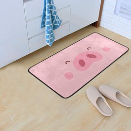 Kitchen Rugs - Alfombrillas de Cocina Antideslizantes y Suaves, diseño de Cerdo, Color Rosa, 99 x 50 cm