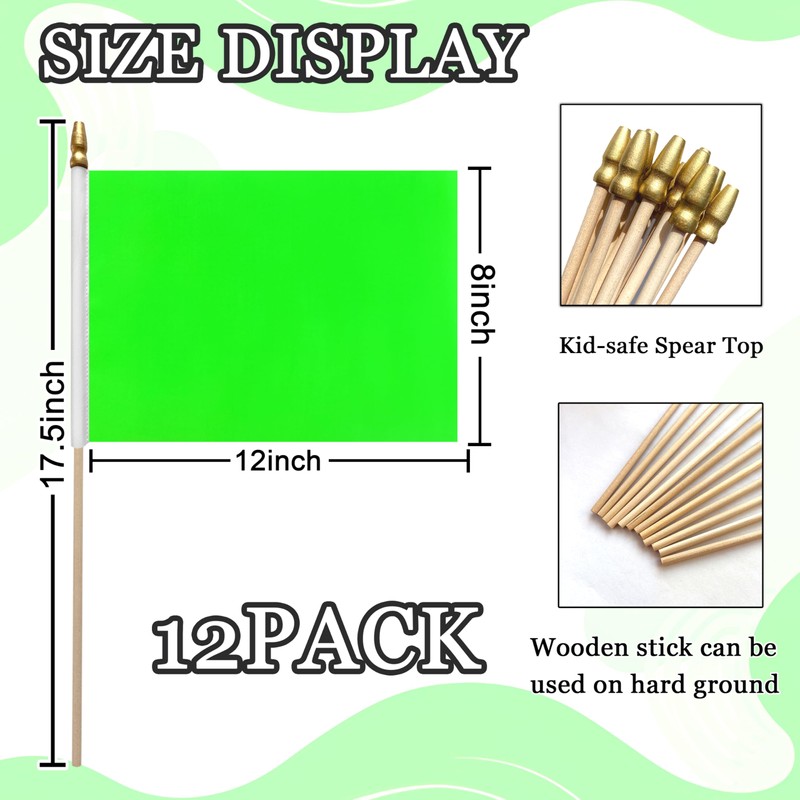 WEITBF 12Pcs 8×12 Inch Solid Green Flags Small Blank Sublimation
