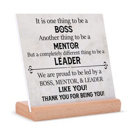 Boss Gifts Desk Decor for Christmas - Best Boss Mentor Leader Gift From Employee Coworkers, Team Leader Gifts for Christmas Birthday Retirement, Thank You Gifts Plaque with Wooden Stand
