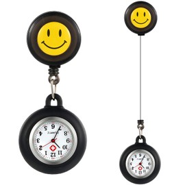 Fob Watches for Nurses - Nurses Watch Brooch with Convenient Clip-on Fob Watch for Medical Professionals - Retractable Nurse Watch, Stylish Doctor Brooch Pin (Black)