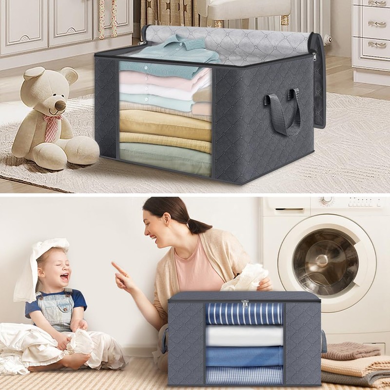 Fab Totes 6 Pack Clothes Storage, Foldable Thik Fabric Blanket