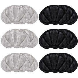 Tsathoggua Shoe Insoles for Heel, Heel Protection for Shoes, Ergonomic Heel Pads, Shoe Heel Pads, Heel Cushion, Complete Pack of 6 Pairs (Black, Grey)