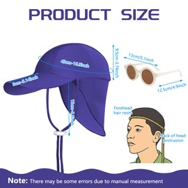 BSBUY Toddler Sun Hat Boys Girls Baby Boys Girls Swim Hat with Neck Flap, Swim Cap UPF 50+ UV Protection Kids Quick-Dry Adjustable Flap Caps, Neck Protection Sun Visor Baseball Cap for Holiday(2 PCS)