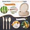 Gezond 250Pcs Disposable Paper Plates Set, Compostable Plate Sugarcane Utensils