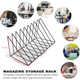 Triangle File Storage Holder Racks - Iron Desktop Magazine Organizer Metal Newspapers Folders, 9 Slot Vinyl Record Stand Holder for Office Table Desk Bookshelf Home Decoration, Black
