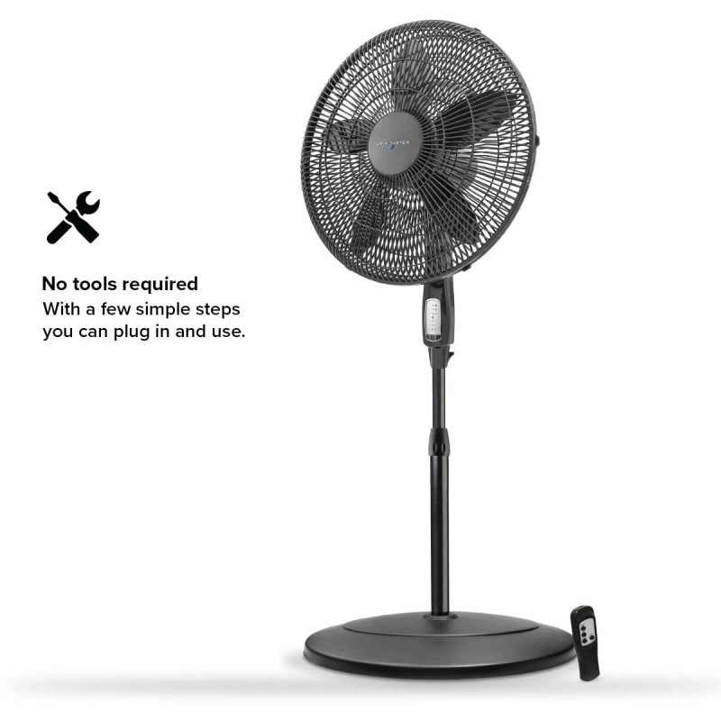 Air Monster 15732-R 18-Inch Diameter 3-Speed Adjustable Height Oscillating Pe...