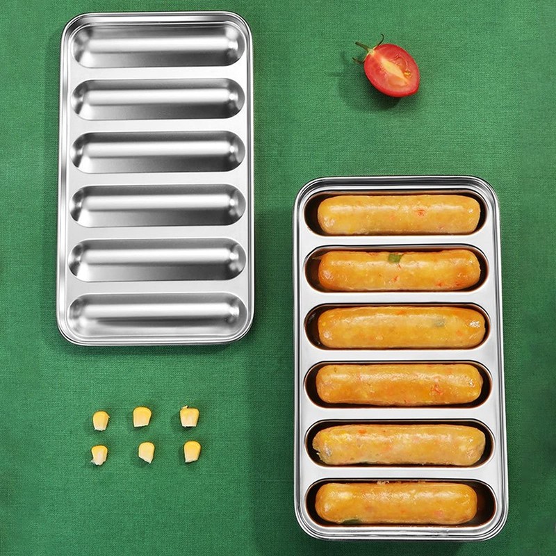 Stainless Steel Sausage Mold, 6 Cavity Hot Dog Mould with