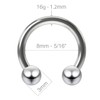 5pc 16g 1.2mm Horseshoe Bar Earrings Circular Barbells Ring Lip