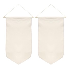 PATIKIL Enamel Pin Display Banner, 2 Pack 21" Length Canvas Blank Holder Board Wall Hanging for Trading Badge Flag Collection Organizer Book Collector Case Pennant Felt Bag Box, Beige