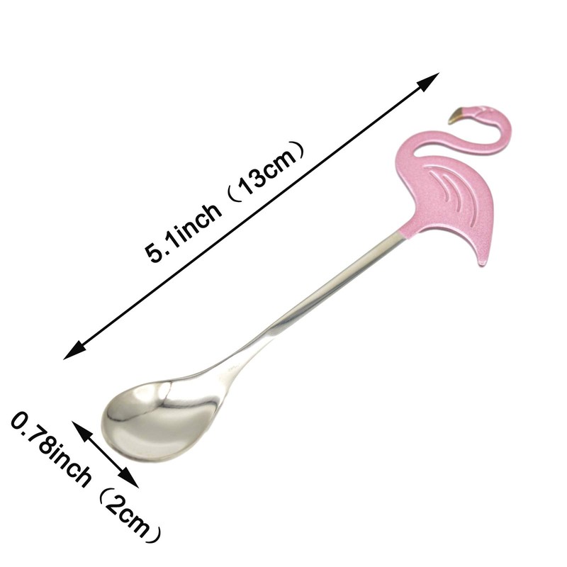 Maydahui 2PCS Flamingo Spoons 5.1 inch（13cm） Animal Spoon18/8（304）Stainless Steel Dessert