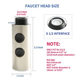 Kitchen Sink Faucet Sprayer Head, 2 Functions Sprayer Attachment for Faucet,Pull Down Faucet Head Replacement Part, G 1/2 Pull Out Spray Head for Kitchen Faucet Tap Sprayer Spout