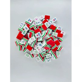Acrylic Mahjong Tiles, American Mah Jongg Portable Travel Set, Durable 160Pcs Game for Adults Party Indoor Outdoor UseColor: Red