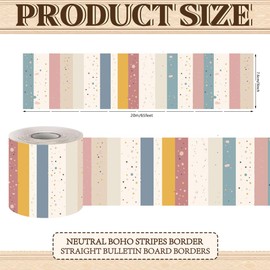 AWEELON 65 Ft Boho Classroom Bulletin Board Border Polk Dot Stripes Straight Rolled Border Trim Colorful Classroom Borders for Bulletin Board Decorations School Classroom Home