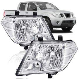 ISHARINGAUTOPARTS Headlights Assembly Compatible with 2009-2021 Nissan Frontier Halogen Head Lamps Chrome Housing Clear Reflector, Replace #26060ZL40A, 26010ZL40A Driver and Passenger Side