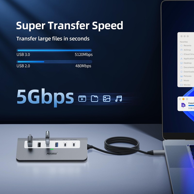 Mosirui 9-in-1 USB C Hub Multiport Adapter Docking Station USB