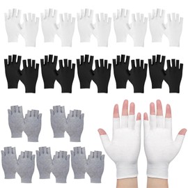 15 Pairs Cotton Gloves for Eczema, Eczema Gloves, Fingerless Moisturising Gloves, for Eczema, Dry Hands, SPA, UV Protection, for Jewellery Inspection, Coin Handling, Unisex (White, Black and Gray)