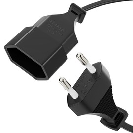 sonero Stromkabel Netzkabel Verlängerungskabel, 5,0m, Eurostecker Flachstecker Typ C Netzstecker auf Euro Buchse, Strom Verlängerung Netzkabel für TV, Spielekonsole, Haushaltsgeräte, Schwarz