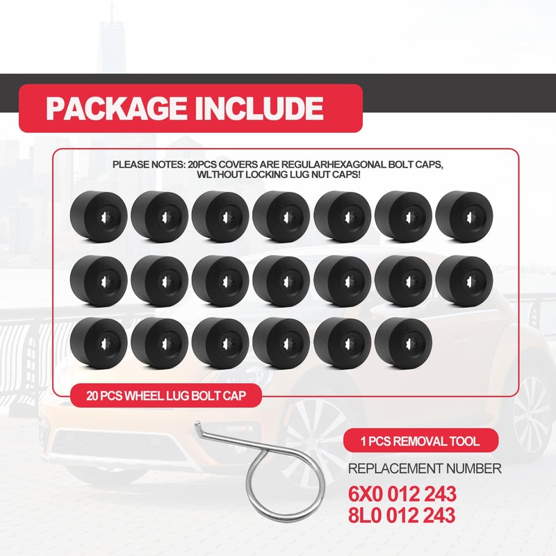 20 pcs 17mm Wheel Bolt Lug Nut Cover Cap with