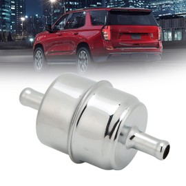 Fuel Filter, 3/8" High Flow Fuel Filter Inline Hose 9746 Chrome Universal Metal Car Fuel Filter