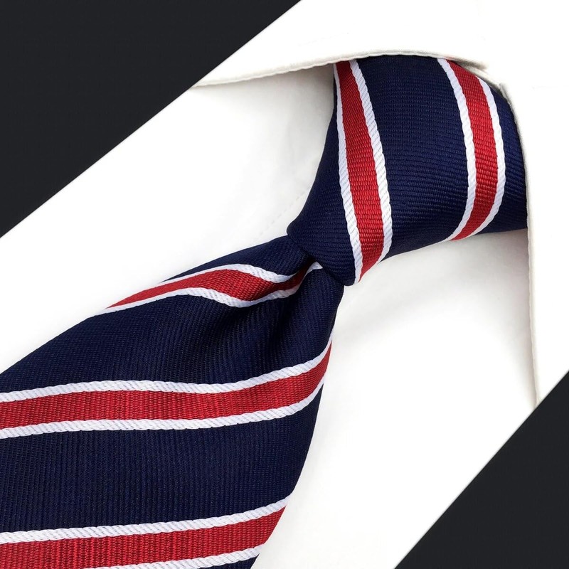 S&W SHLAX&WING Men's Striped Long Necktie, Blue, Red, Striped, Business,