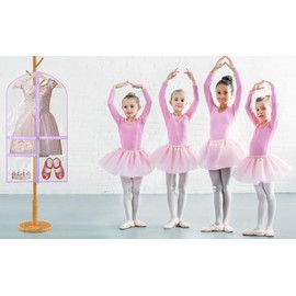 Zilink Garment Bag for Dance Costumes 40” Clear PVC Dance Competition Bag Kids Garment Bag with 3 Clear Zipper Pockets，Set of 4 (Clear/Purple)