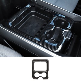 SQQP Carbon Fiber Center Console Dashboard Front Armrest Cup Holder Panel Cover Fit for 2019-2026 Dodge RAM 1500 2500 3500