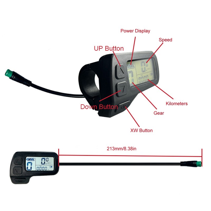 Electric Bicycle LCD Display Waterproof Connector Data Display Meter 24V