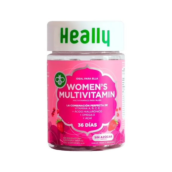 Heally Multivitamínico Para Mujer, 72 Gomitas Vitaminas 216g Fresa Y