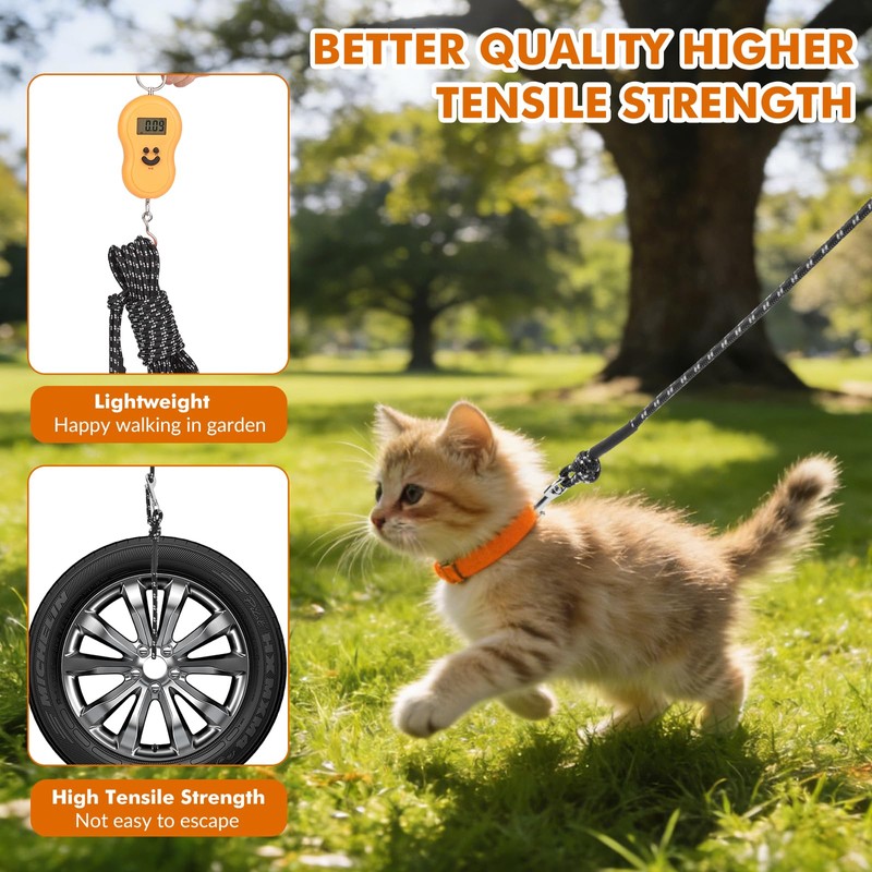 30FT Reflective Cat Leash,Escape Proof Long Training Lead for Cats