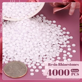 4000PCS 4mm Resin Rhinestones in Bulk (White), Bedazzling Flatback Crystals for Crafts DIY Nail Decoration, Gems Charms for Tumbler Shoes Clothing Fabric with Pickup Pen and Tweezers
