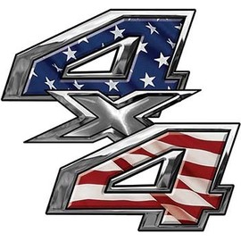 Weston Ink 4x4 ATV Truck or SUV Bedside or Fender Decals with American Flag