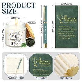 Vesici 4 Pcs Difference Maker Gift Thank You Gifts Employee Appreciation Difference Maker Mug Notebook Scented Candle Motivational Ballpoint Pen for Teacher CNA Week(Dark Green)