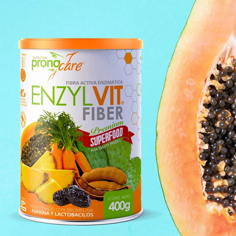 Fibra en polvo vegetal con papaina, bromelina y lactobacilos –