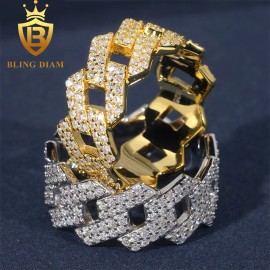 Fashion Rings for Men Moissanite Iced Out Moissanite Hip Hop Jewelry High Quality Diamond Pass Diamond Test with GRAColor: Silver moissanite, Ring Size: 9