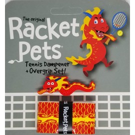 Racket Pets - Raqueta de tenis para niños, amortiguador y cinta de agarre a juego, amortiguador de rendimiento que absorbe los golpes para raqueta de tenis y divertida cinta de agarre con estampado