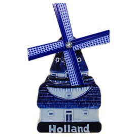 Souvenir Magnet Windmill Holland Delft Blue 10.5 x 6.5 cm Fridge Magnet GMTX 16727