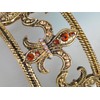 Alilang Synthetic Topaz Crystal Rhinestone Antique Gold Fleur De Lis