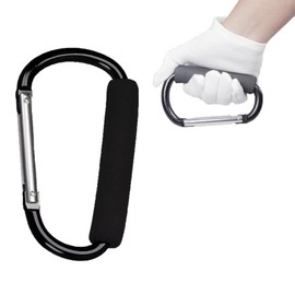 Carabiner Stroller Hook, Black, 1 Piece, Large, Stroller Hook, Stylish, Small, Carabiner, Pouch, Stylish, Carry Bag, Hook, Easy to Install, Simple Hook, For Hiking, Traveling, Heavy Luggage