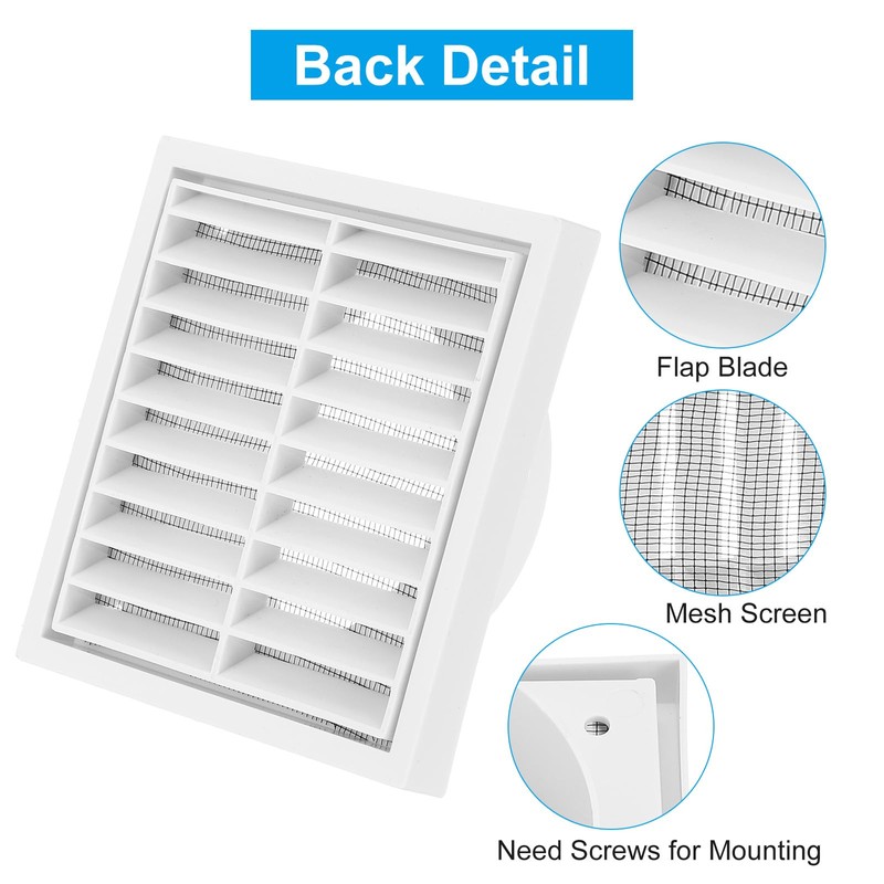 PATIKIL 4" Wall Vent, ABS Gable Vent Grille Louvered Square